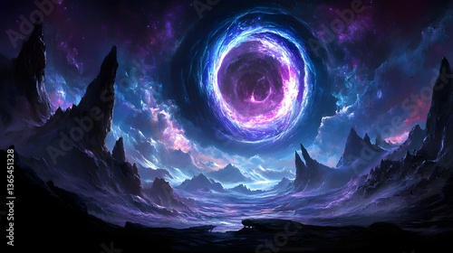 Mesmerizing purple and blue nebula floating gracefully in the cosmic expanse surrounded by distant stars