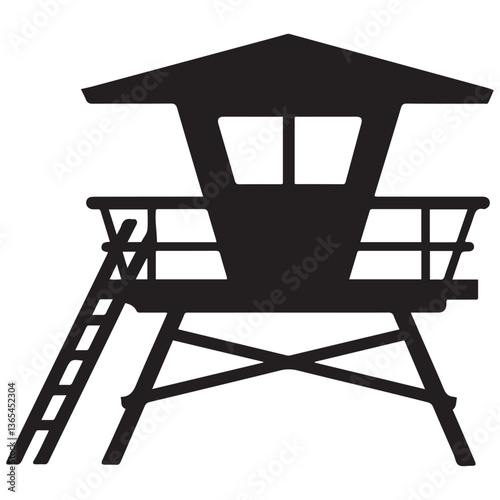 Lifeguard tower Silhouette vector Black, Safeguard tower black on a white background.