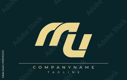 MU Sleek Geometric Logo Design. Neutral colors and minimalist style create a professional and contemporary impression, suitable for branding and corporate identity.