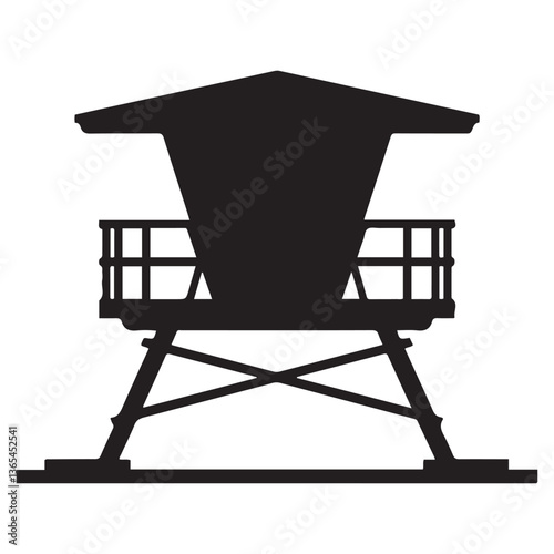 Lifeguard tower Silhouette vector Black, Safeguard tower black on a white background.