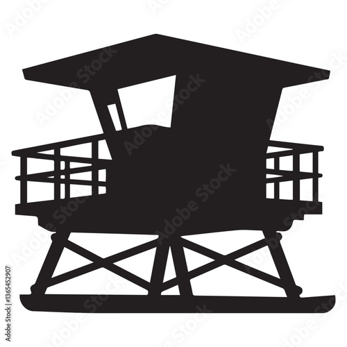 Lifeguard tower Silhouette vector Black, Safeguard tower black on a white background.