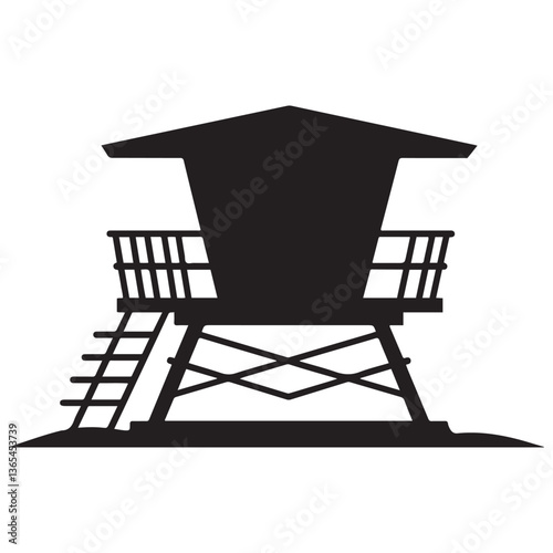 Lifeguard tower Silhouette vector Black, Safeguard tower black on a white background.