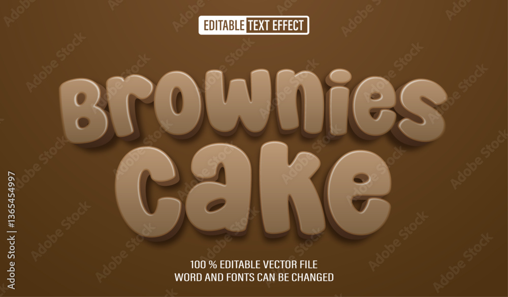 Editable 3d text style effect - Brownies Cake Chocolate text effect Template