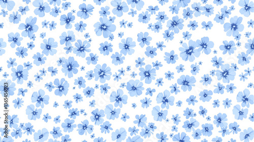 Watercolor Blue flower background, Seamless pattern with watercolor Blue flowers