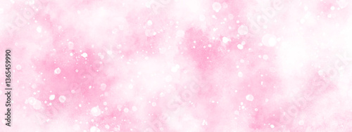 beautiful bokeh is falling randomly on pink background, blurry and empty smooth pink abstract background with bubbles, beautiful pink watercolor background with various bokeh surrounding randomly.
