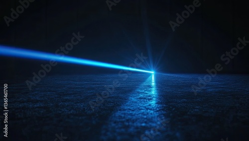 Obraz na płótnie Blue laser beam illuminating dark surface w salonie