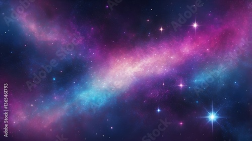 cosmic-inspired blurred background with deep purples, blues, and pinks