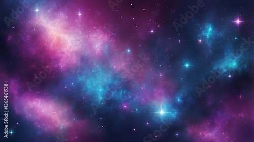 cosmic-inspired blurred background with deep purples, blues, and pinks