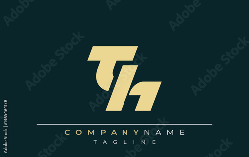 TH Sleek Geometric Logo Design. Neutral colors and minimalist style create a professional and contemporary impression, suitable for branding and corporate identity.