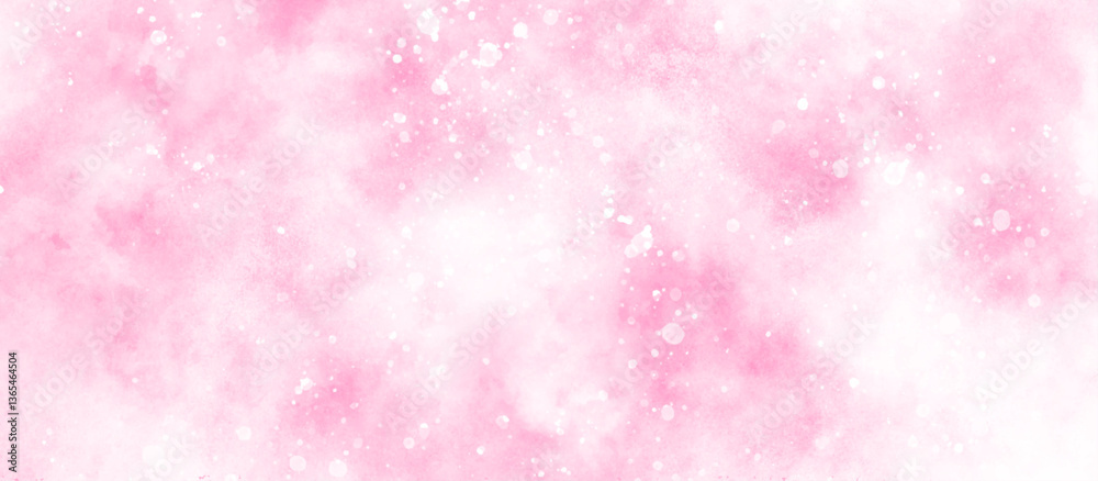 beautiful bokeh is falling randomly on pink background, blurry and empty smooth pink abstract background with bubbles, beautiful pink watercolor background with various bokeh surrounding randomly.