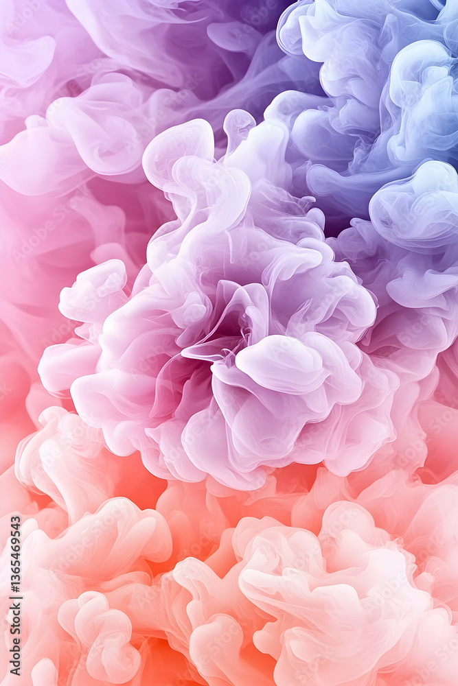 Fototapeta premium Abstract swirling pastel colors, vibrant, fluid ink in water