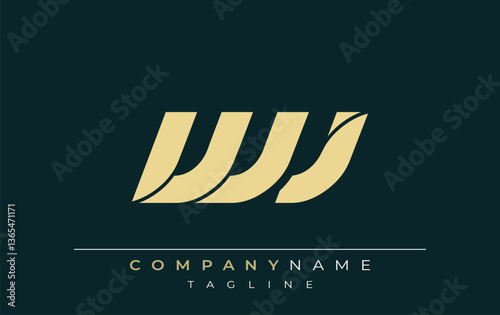 WJ Sleek Geometric Logo Design. Neutral colors and minimalist style create a professional and contemporary impression, suitable for branding and corporate identity.