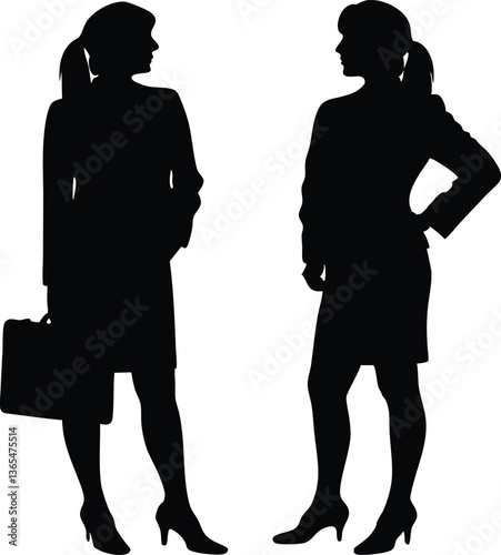 Business Women Silhouettes - Professional Female Figures with Briefcases photo