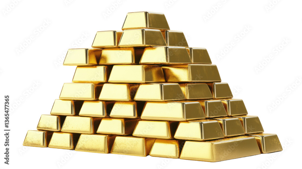 Shiny Stack of Gold Bars with Reflective Surface Isolated on White Background Shiny Stack of Gold Bars with Reflective Surface Isolated on White Background