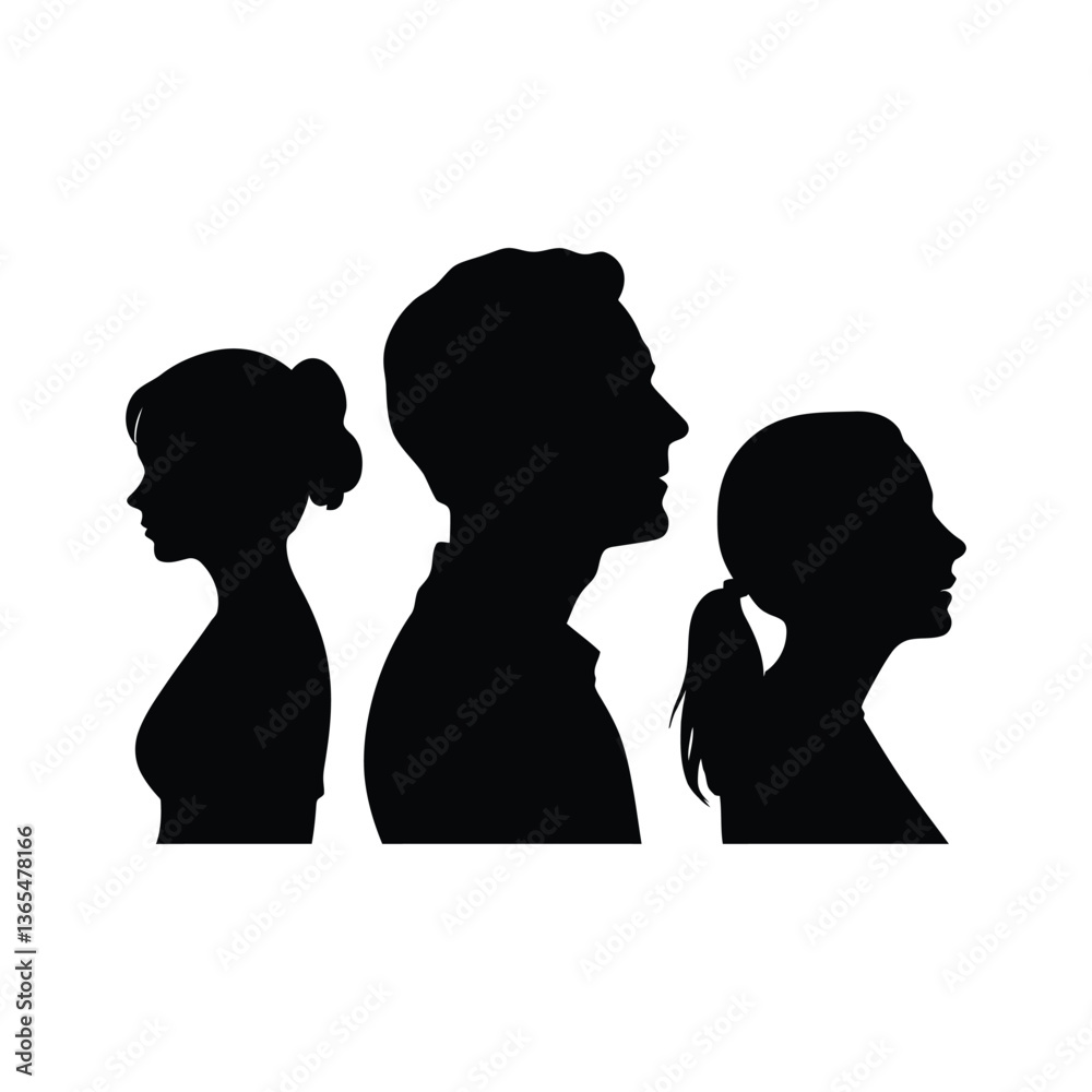 Profile of people vector silhouette set clipart on a white background Profile of people vector silhouette set clipart on a white background