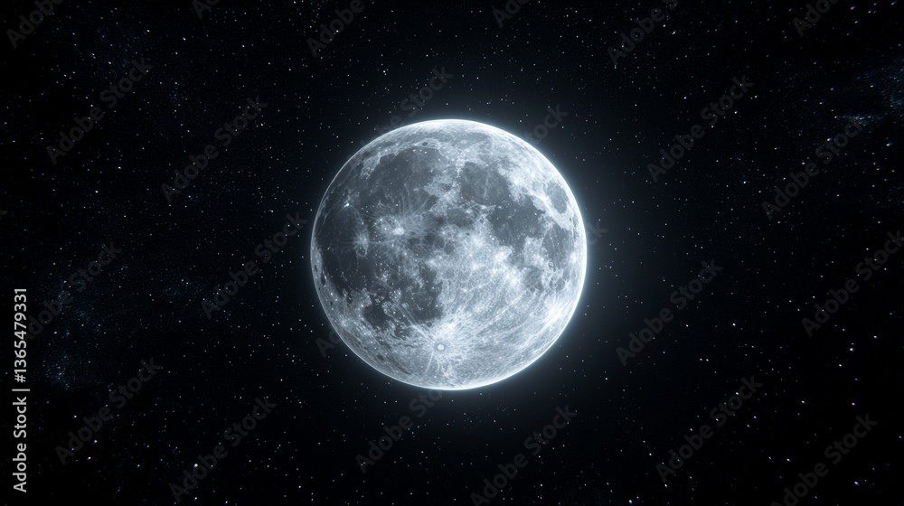 Obraz premium Full Moon in Starry Night Sky