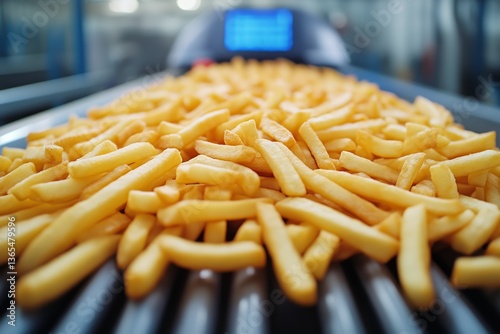 Freshly Cooked Golden Fries Served at a Fast Food Restaurant During Lunchtime...