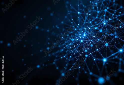 Wallpaper Mural Digital network displays numerous interconnected nodes and lines, glowing in various shades of blue. The visual represents complexity and modern technology's influence on connectivity Torontodigital.ca