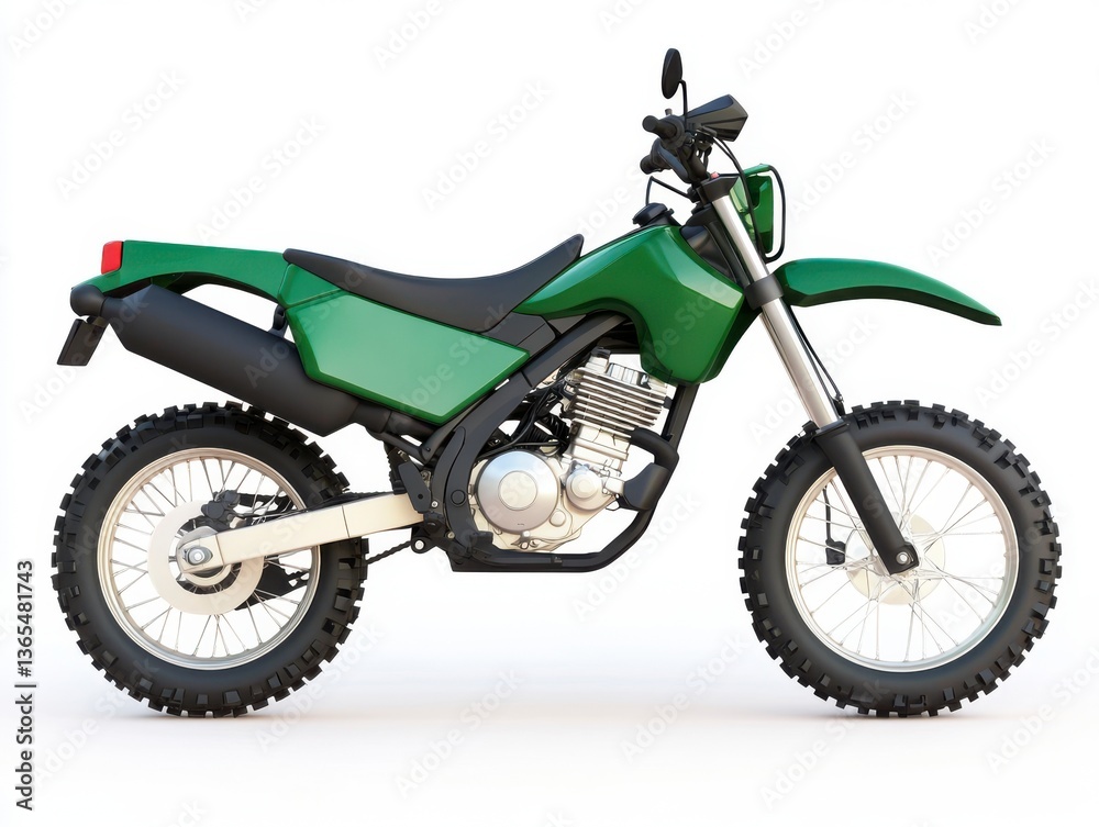 Fototapeta premium Green Dirt Bike on White Background