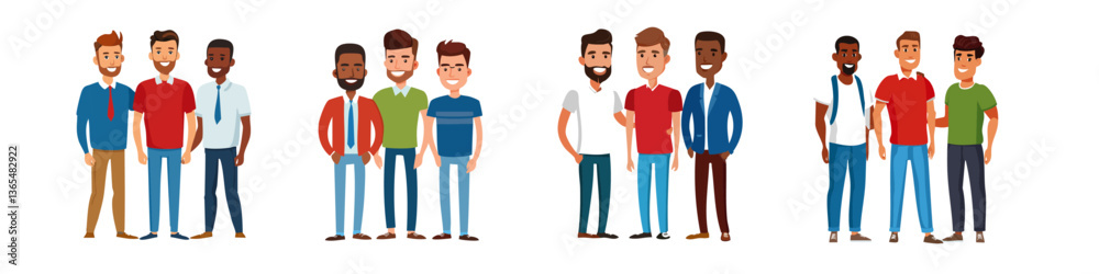 panorama set of colored mens vector icon design