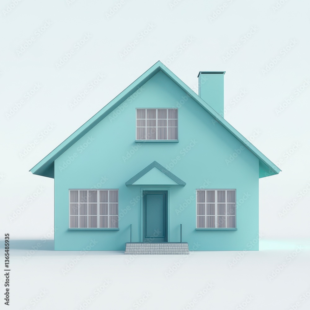 Light Blue Minimalist House 3D Render Light Blue Minimalist House 3D Render