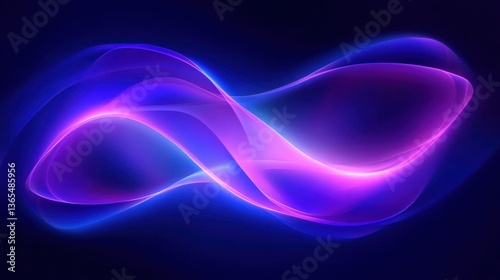 Neon blue and purple gradient background with an abstract wave shape in the center- creating dynamic curves on a dark blue background.