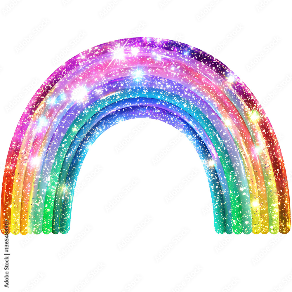 Fototapeta premium Transparent Glitter Rainbow PNG - Vibrant Multicolored Arch for Artistic, Decorative, and Digital Creative Projects
