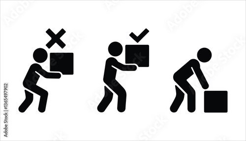 Proper Lifting Technique, Safety Guidelines for Moving Boxes Icon.