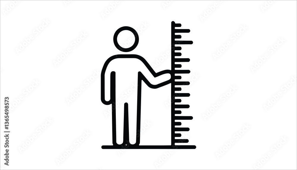 Height Measurement Icon with Ruler and Person Silhouette. Height Measurement Icon with Ruler and Person Silhouette.