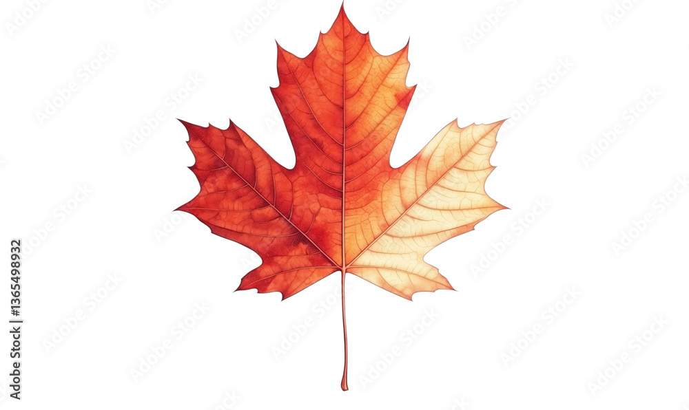 Maple leaf in vibrant orange hues, showcasing intricate veins and textures, isolated on white background, isolated on transparent background, png Maple leaf in vibrant orange hues, showcasing intricate veins and textures, isolated on white background, isolated on transparent background, png
