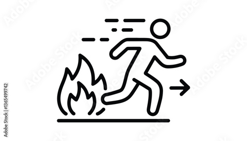 Running from Fire Escape Illustration.