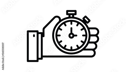 Hand Holding Stopwatch Icon with Time Concept.