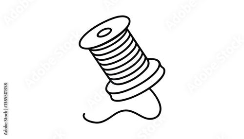 Spool of Thread Icon with Needle Vector.