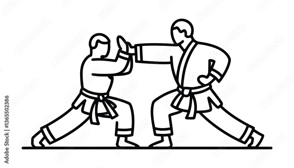 Fototapeta premium Karate Martial Arts Sparring Illustration Vector.