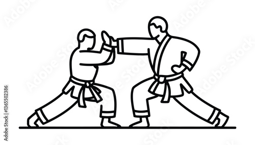 Karate Martial Arts Sparring Illustration Vector.