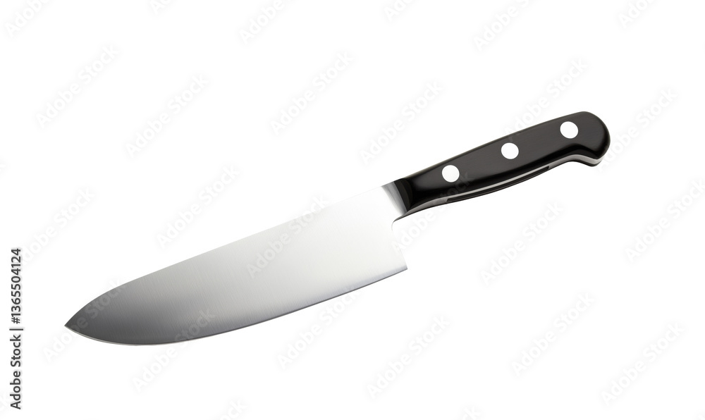 Chef's knife with sleek stainless steel blade and ergonomic black handle, ideal for professional and home cooking, isolated on transparent background, png Chef's knife with sleek stainless steel blade and ergonomic black handle, ideal for professional and home cooking, isolated on transparent background, png