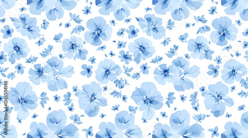 Beautiful seamless pattern with watercolor gentle blue flowers. Stock illustration