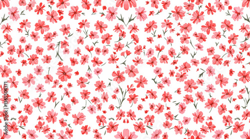 Beautiful seamless pattern with watercolor gentle red flowers. Stock illustration