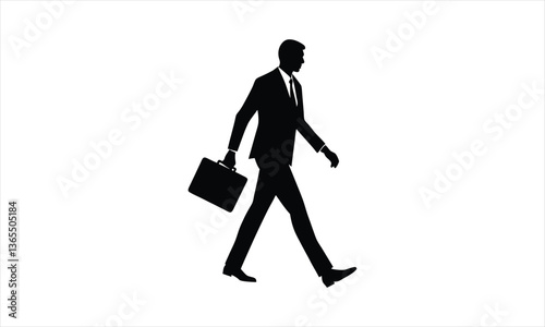 Walking Businessman with Briefcase Silhouette