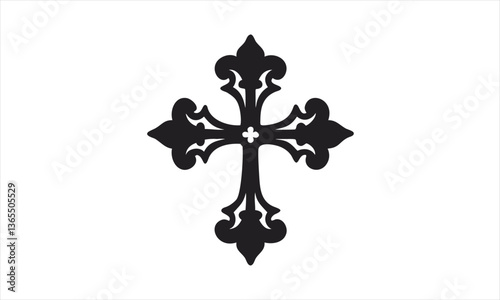 Intricate Gothic Cross Silhouette Design
