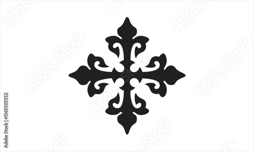 Ornate Medieval Cross Silhouette Design