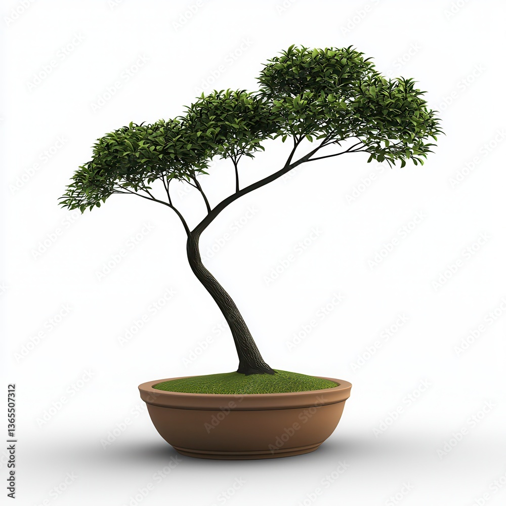 Obraz premium Serene Bonsai Tree in Brown Pot A Symbol of Peace and Tranquility