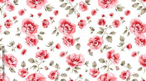 Watercolor red rose floral background for wedding, invitation, and greeting card with copy space text