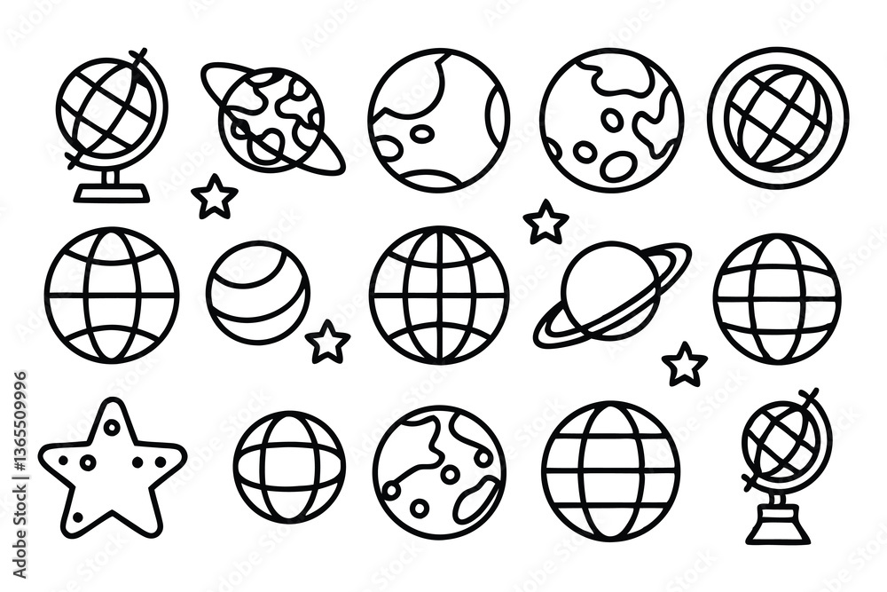 globe and planet related editable stroke outline i globe and planet related editable stroke outline i