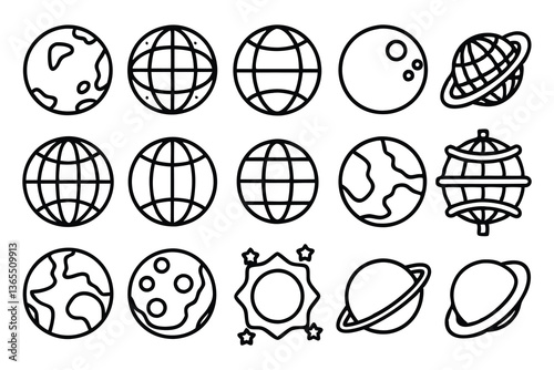 globe and planet related editable stroke outline i