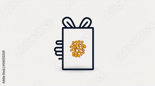 Simple Illustration of a Decorative Gift Box with Bow and Floral Pattern for Celebrations