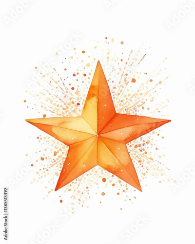 Obraz na płótnie Star watercolor orange glowing sparkling a radiant orange star shines brightly with sparkling effects on a white background w salonie