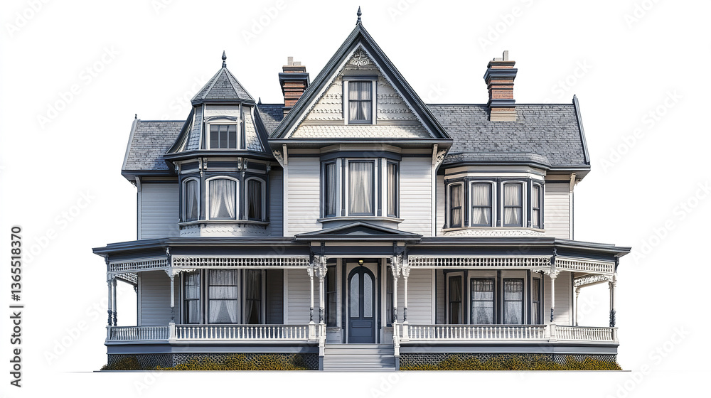 Fototapeta premium Victorian style house with ornate details and wraparound porch