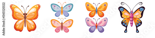 Obraz na płótnie panorama set of cartoon butterflys vector icon design w salonie