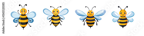 Obraz na płótnie vector illustration panorama set of happy smile bee icon design w salonie